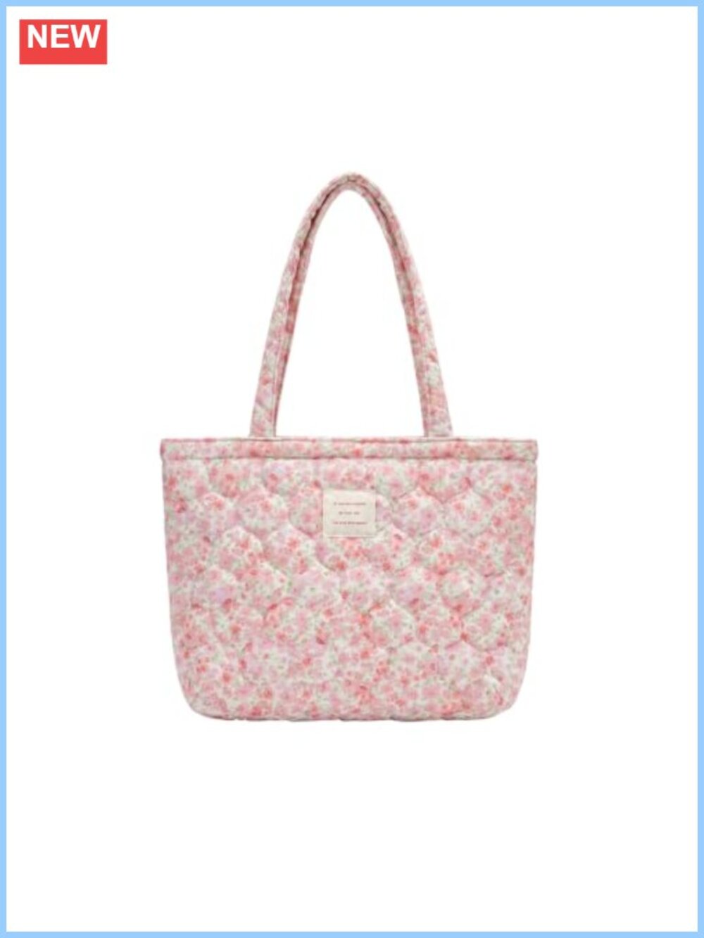 Quilted Cotton Shoulder Bag Floral Medium Tote Large Capacity